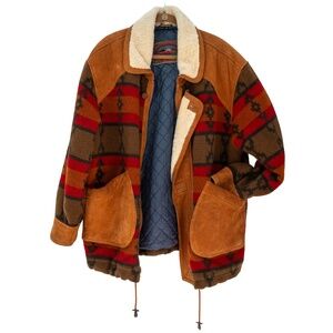 Vintage Southwestern Cowboy Ranch Jacket XL/XXL – 100% Wool & Suede Leather